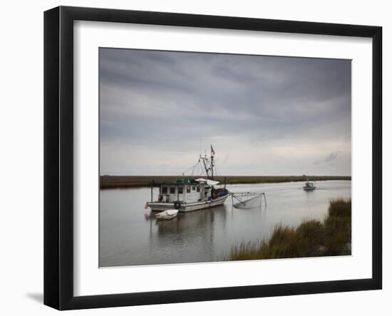 USA, Louisiana, Dulac, Bayou Fishing Boat by Lake Boudreaux-Walter Bibikow-Framed Photographic Print