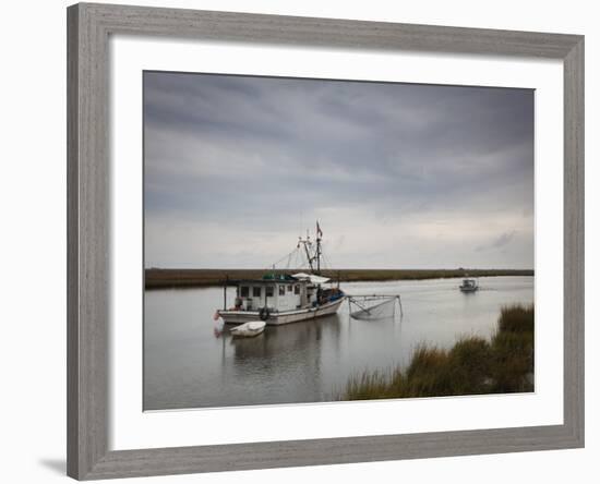 USA, Louisiana, Dulac, Bayou Fishing Boat by Lake Boudreaux-Walter Bibikow-Framed Photographic Print