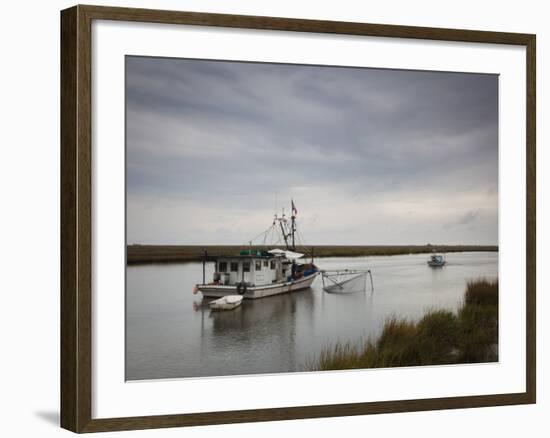 USA, Louisiana, Dulac, Bayou Fishing Boat by Lake Boudreaux-Walter Bibikow-Framed Photographic Print