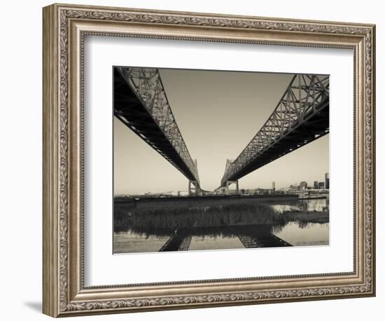 USA, Louisiana, New Orleans, Greater New Orleans Bridge and Mississippi River-Walter Bibikow-Framed Photographic Print