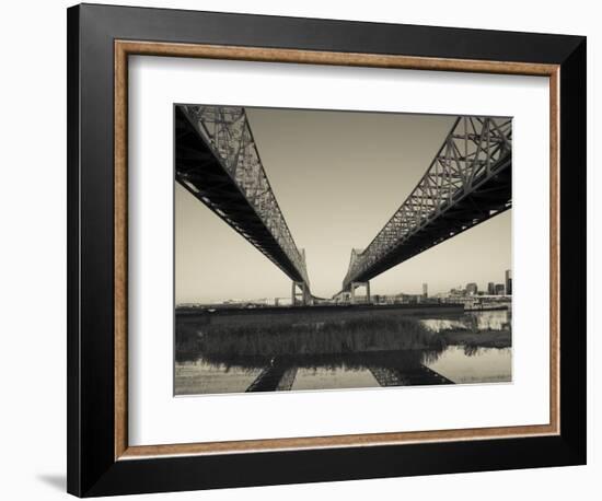 USA, Louisiana, New Orleans, Greater New Orleans Bridge and Mississippi River-Walter Bibikow-Framed Photographic Print