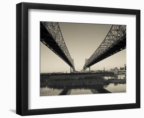 USA, Louisiana, New Orleans, Greater New Orleans Bridge and Mississippi River-Walter Bibikow-Framed Photographic Print