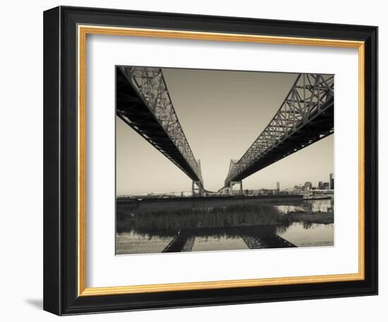 USA, Louisiana, New Orleans, Greater New Orleans Bridge and Mississippi River-Walter Bibikow-Framed Photographic Print