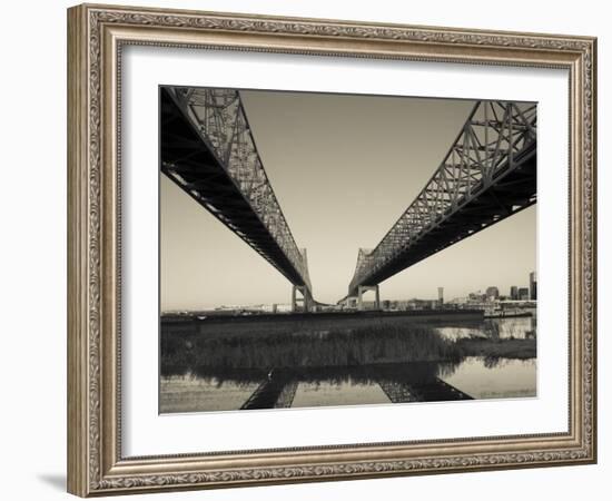 USA, Louisiana, New Orleans, Greater New Orleans Bridge and Mississippi River-Walter Bibikow-Framed Photographic Print