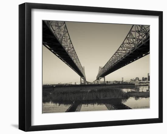 USA, Louisiana, New Orleans, Greater New Orleans Bridge and Mississippi River-Walter Bibikow-Framed Photographic Print