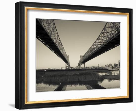 USA, Louisiana, New Orleans, Greater New Orleans Bridge and Mississippi River-Walter Bibikow-Framed Photographic Print