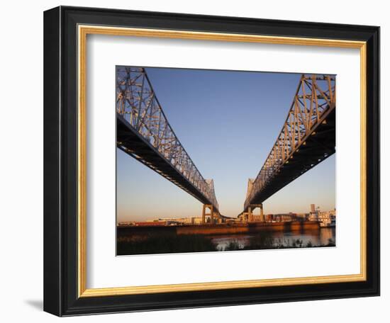 USA, Louisiana, New Orleans, Greater New Orleans Bridge and Mississippi River-Walter Bibikow-Framed Photographic Print