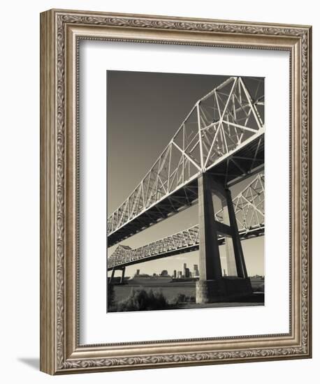 USA, Louisiana, New Orleans, the Greater New Orleans Bridge and Mississippi River-Walter Bibikow-Framed Photographic Print