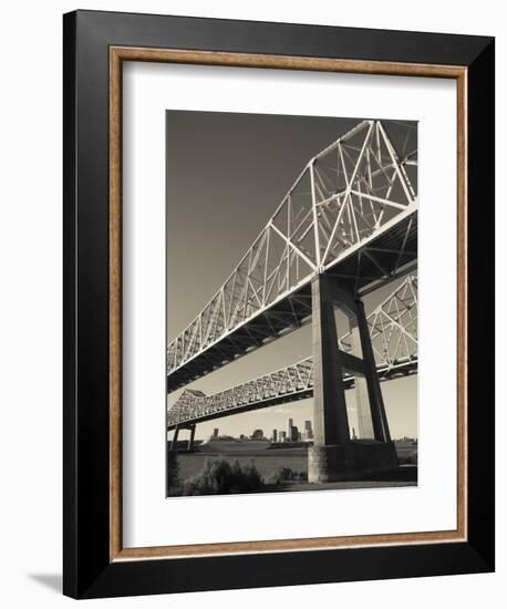 USA, Louisiana, New Orleans, the Greater New Orleans Bridge and Mississippi River-Walter Bibikow-Framed Photographic Print