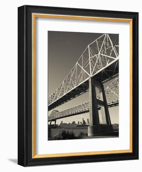 USA, Louisiana, New Orleans, the Greater New Orleans Bridge and Mississippi River-Walter Bibikow-Framed Photographic Print