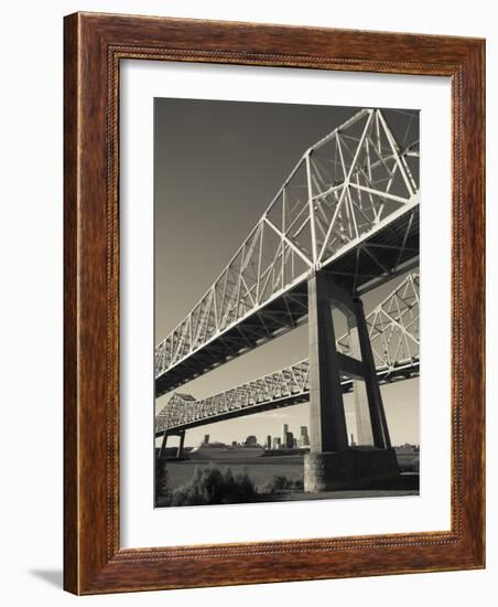 USA, Louisiana, New Orleans, the Greater New Orleans Bridge and Mississippi River-Walter Bibikow-Framed Photographic Print