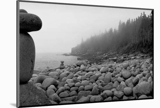 USA, Maine, Acadia National Park, Cairn on the Rocky Beach-null-Mounted Photographic Print