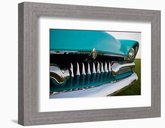 USA, Maine, Auburn. Detail of antique car grill at a car show.-Jaynes Gallery-Framed Photographic Print