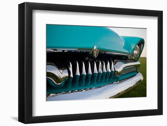 USA, Maine, Auburn. Detail of antique car grill at a car show.-Jaynes Gallery-Framed Photographic Print