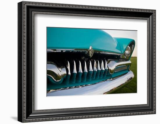 USA, Maine, Auburn. Detail of antique car grill at a car show.-Jaynes Gallery-Framed Photographic Print