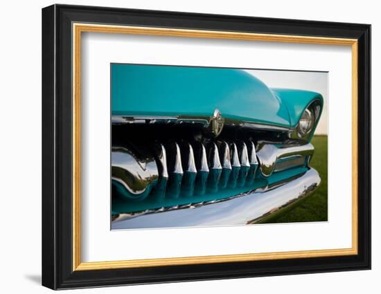 USA, Maine, Auburn. Detail of antique car grill at a car show.-Jaynes Gallery-Framed Photographic Print