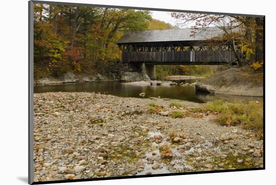 USA, Maine, Bethel. Newry Covered Bridge over River in Autumn-Bill Bachmann-Mounted Photographic Print