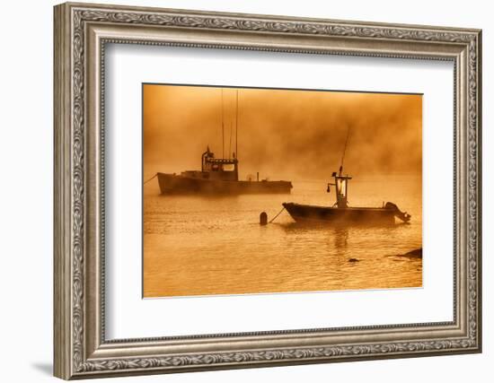 USA, Maine, Lobster Boats in Morning Fog at Bass Harbor-Joanne Wells-Framed Photographic Print