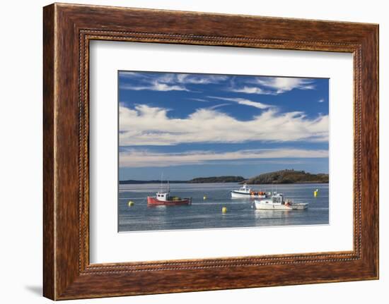 USA, Maine, Lubec. Fishing boats in Lubec Harbor-Walter Bibikow-Framed Photographic Print