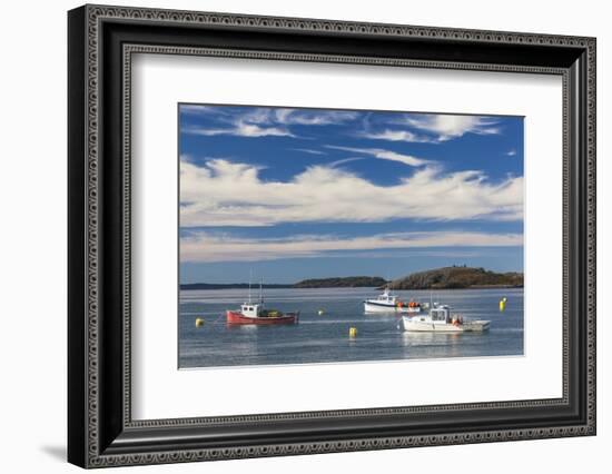 USA, Maine, Lubec. Fishing boats in Lubec Harbor-Walter Bibikow-Framed Photographic Print