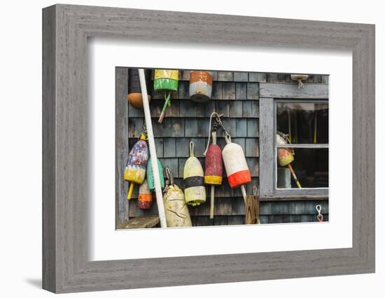 USA, Maine, Mt. Desert Island, Bernard. Lobster buoys.-Walter Bibikow-Framed Photographic Print