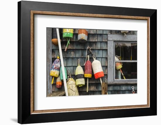 USA, Maine, Mt. Desert Island, Bernard. Lobster buoys.-Walter Bibikow-Framed Photographic Print