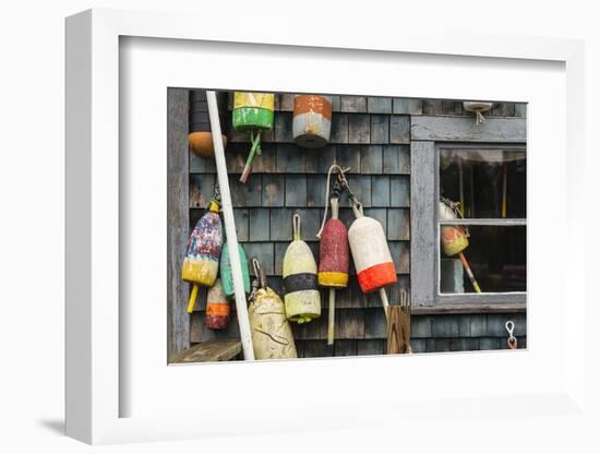 USA, Maine, Mt. Desert Island, Bernard. Lobster buoys.-Walter Bibikow-Framed Photographic Print