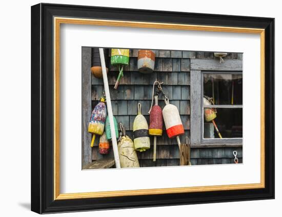 USA, Maine, Mt. Desert Island, Bernard. Lobster buoys.-Walter Bibikow-Framed Photographic Print