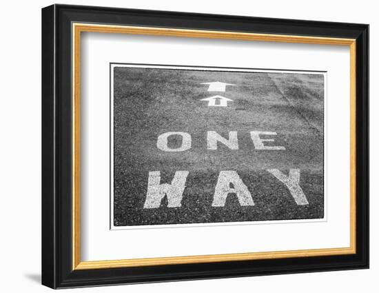 USA, Maine, Mt. Desert Island, Bernard. One-way road sign.-Walter Bibikow-Framed Photographic Print