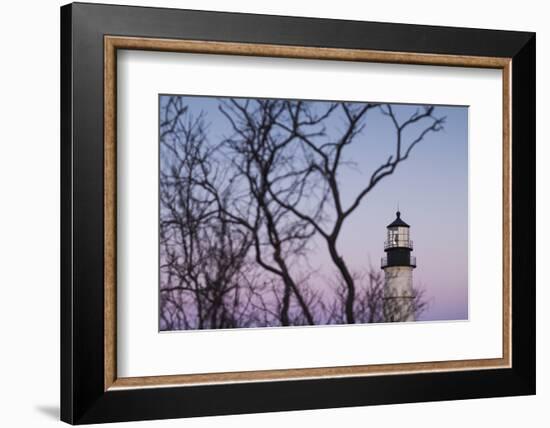 USA, Maine, Portland, Cape Elizabeth, Portland Head Light, lighthouse at dusk-Walter Bibikow-Framed Photographic Print