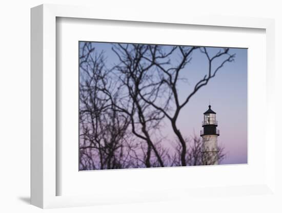 USA, Maine, Portland, Cape Elizabeth, Portland Head Light, lighthouse at dusk-Walter Bibikow-Framed Photographic Print