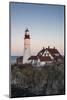 USA, Maine, Portland, Cape Elizabeth, Portland Head Light, lighthouse at dusk-Walter Bibikow-Mounted Photographic Print