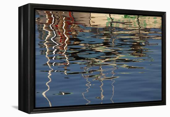 USA, Maine, Reflections of a Lobster Boat at Bass Harbor-Joanne Wells-Framed Premier Image Canvas