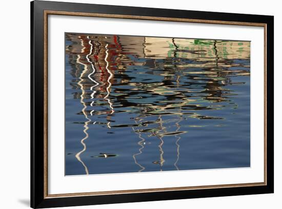 USA, Maine, Reflections of a Lobster Boat at Bass Harbor-Joanne Wells-Framed Photographic Print