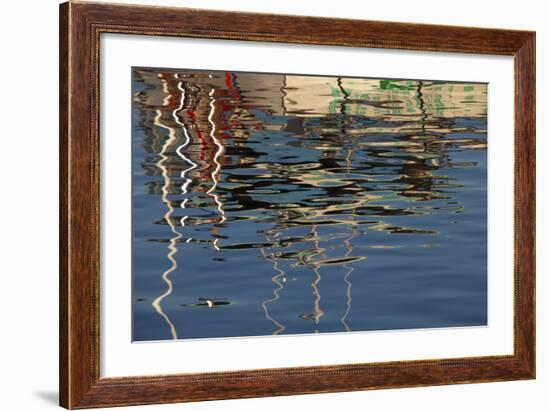 USA, Maine, Reflections of a Lobster Boat at Bass Harbor-Joanne Wells-Framed Photographic Print