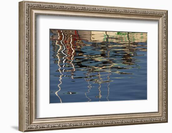 USA, Maine, Reflections of a Lobster Boat at Bass Harbor-Joanne Wells-Framed Photographic Print
