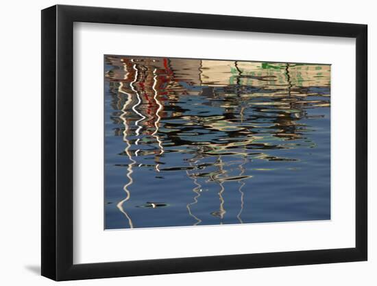 USA, Maine, Reflections of a Lobster Boat at Bass Harbor-Joanne Wells-Framed Photographic Print