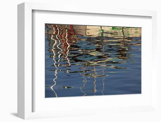 USA, Maine, Reflections of a Lobster Boat at Bass Harbor-Joanne Wells-Framed Photographic Print