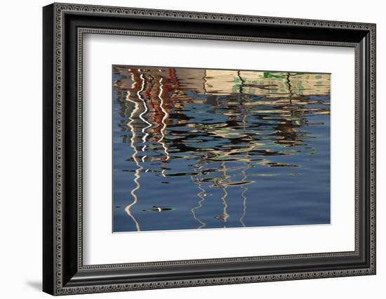 USA, Maine, Reflections of a Lobster Boat at Bass Harbor-Joanne Wells-Framed Photographic Print