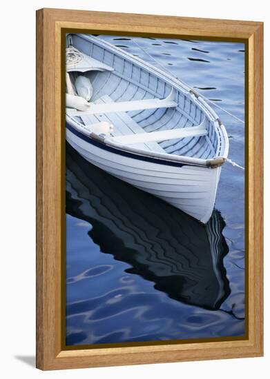 USA, Maine, Rockport, Dinghy Moored at Dock-Ann Collins-Framed Premier Image Canvas