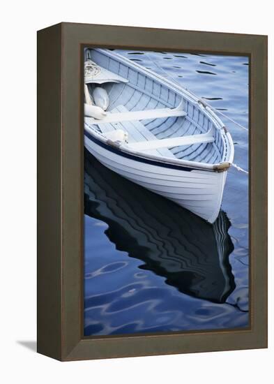 USA, Maine, Rockport, Dinghy Moored at Dock-Ann Collins-Framed Premier Image Canvas