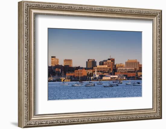 USA, Maine, skyline from South Portland at dawn-Walter Bibikow-Framed Photographic Print