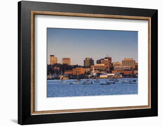 USA, Maine, skyline from South Portland at dawn-Walter Bibikow-Framed Photographic Print