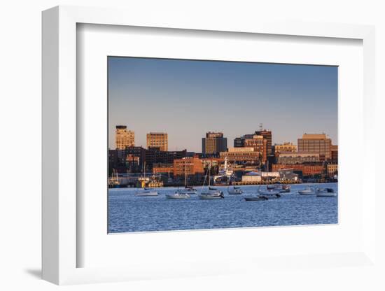 USA, Maine, skyline from South Portland at dawn-Walter Bibikow-Framed Photographic Print