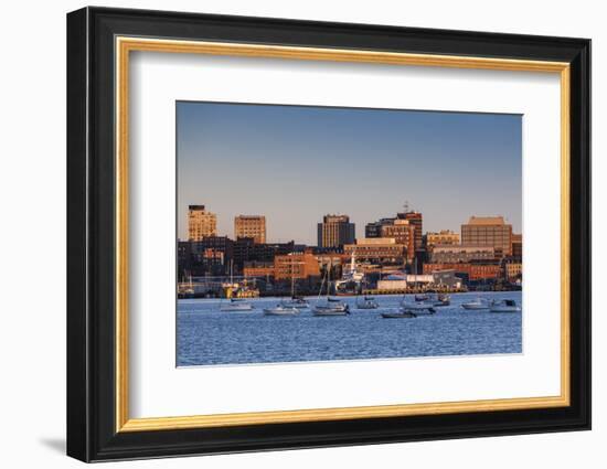 USA, Maine, skyline from South Portland at dawn-Walter Bibikow-Framed Photographic Print