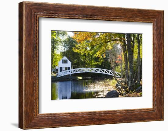 USA, Maine, Somesville. White House and Curved Bridge over a Pond-Bill Bachmann-Framed Photographic Print