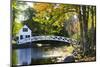 USA, Maine, Somesville. White House and Curved Bridge over a Pond-Bill Bachmann-Mounted Photographic Print