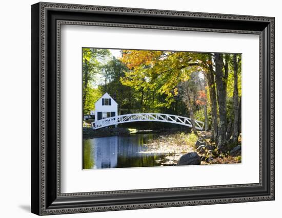 USA, Maine, Somesville. White House and Curved Bridge over a Pond-Bill Bachmann-Framed Photographic Print