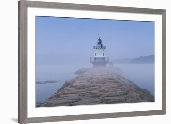 USA, Maine, South Portland, Spring Point Ledge Lighthouse in fog-Walter Bibikw-Framed Photographic Print