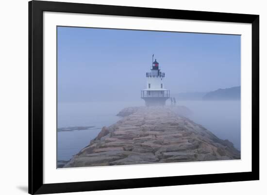 USA, Maine, South Portland, Spring Point Ledge Lighthouse in fog-Walter Bibikw-Framed Photographic Print